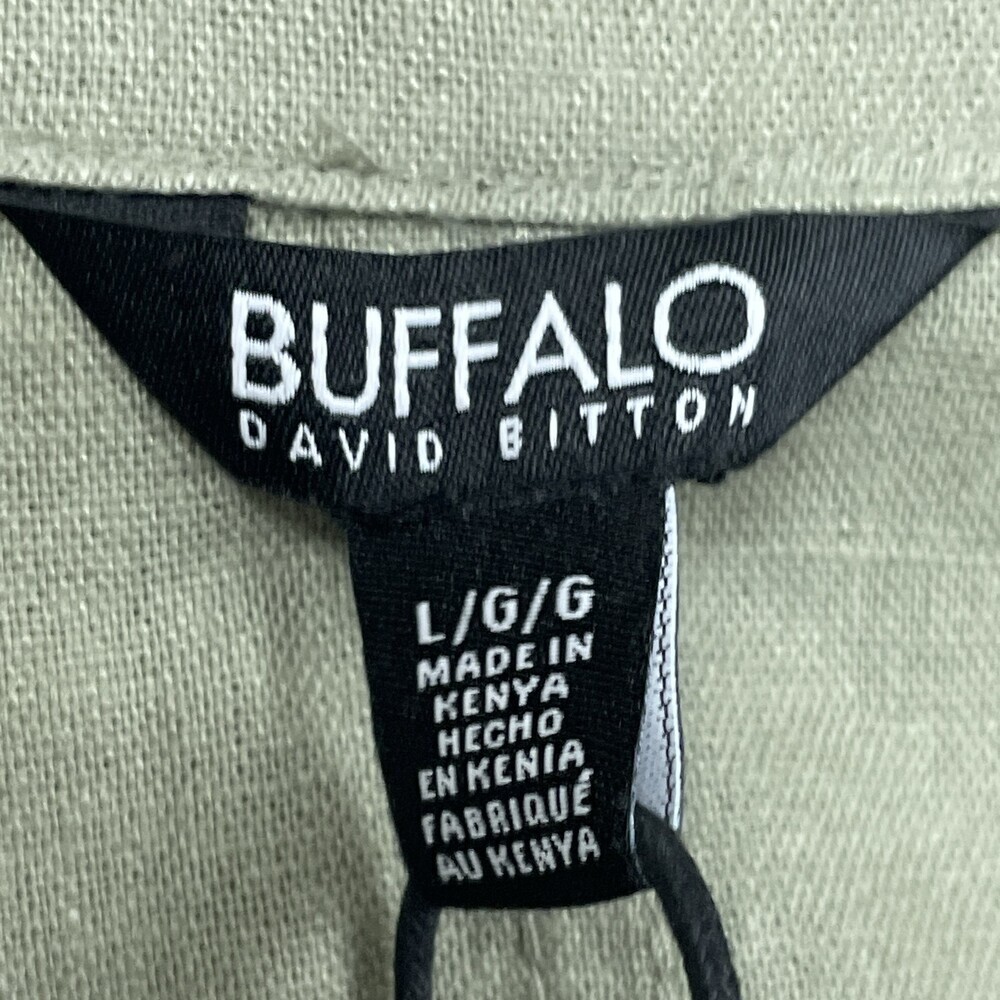 Buffalo David Bitton Women's L Blouse Green Linen Blend d1241 - Picture 2 of 8